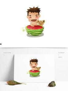 男童吃瓜头像 图文,男童吃瓜头像萌化网友心